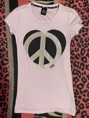 Vintage PINK Victoria's Secret light purple glittery piece sign shirt